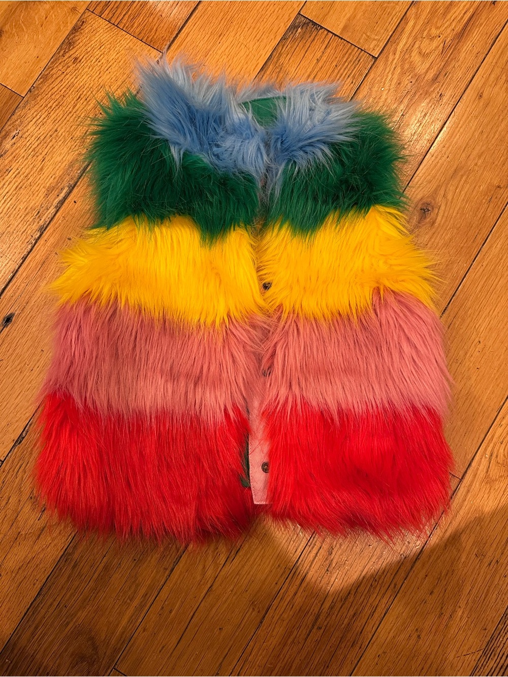 Boden Kids Multi-Color Faux Fur Vest - Bright Rainbow Style